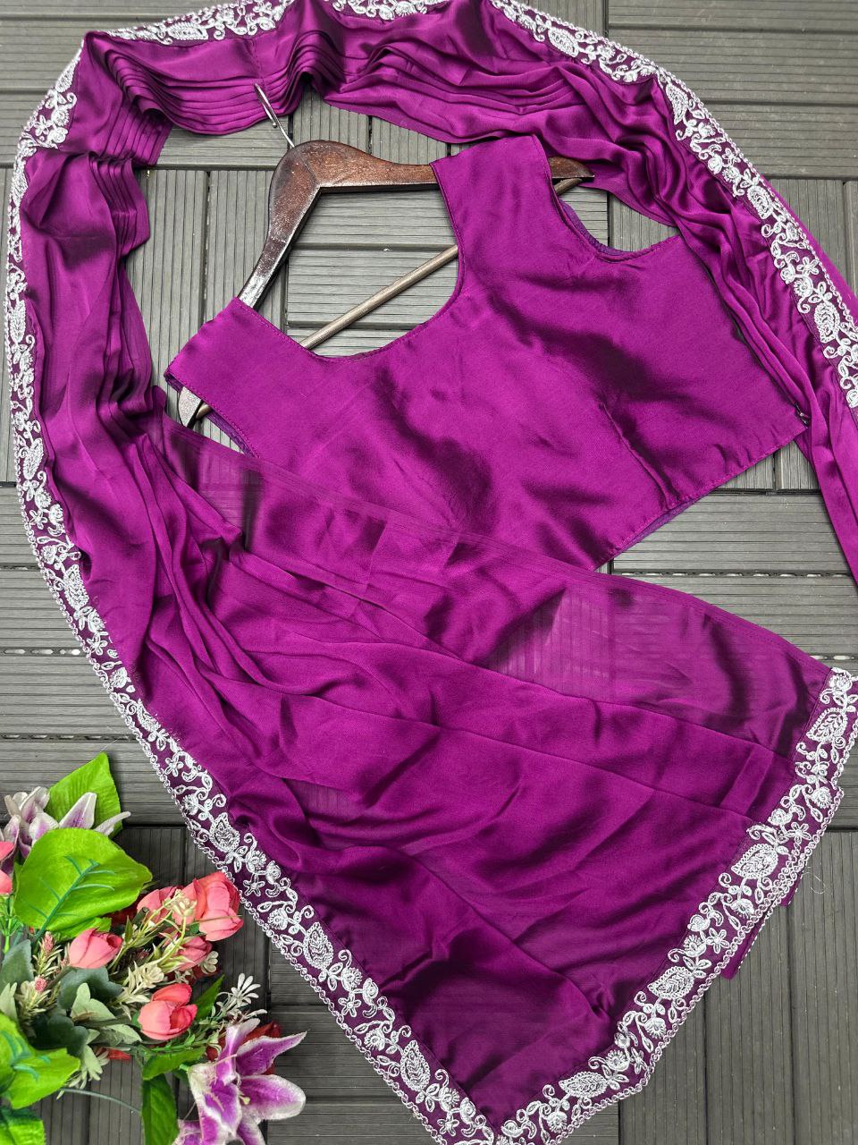 Ready-to-Wear Rangoli Saree with Embroidered Full Koti Jacket