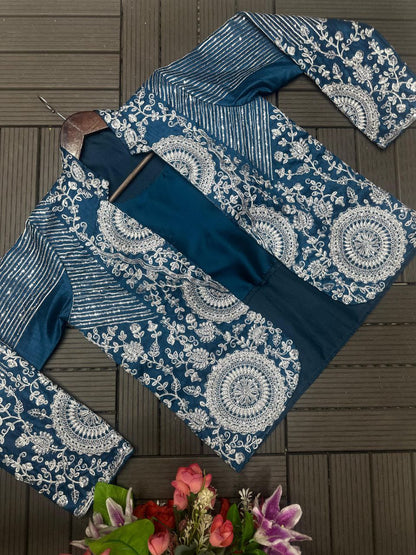 Ready-to-Wear Rangoli Saree with Embroidered Full Koti Jacket