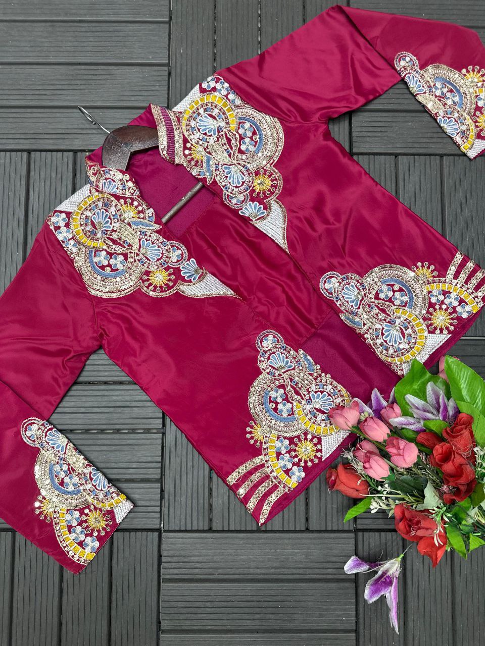 Trending Ready-to-Wear Embroidered Saree with Full Koti Jacket