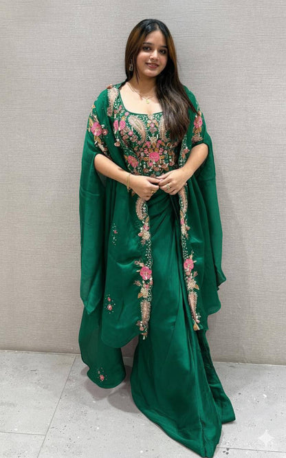 Party & Wedding Special Indo-Western Shrug, Dhoti & Blouse Set