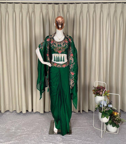 Party & Wedding Special Indo-Western Shrug, Dhoti & Blouse Set