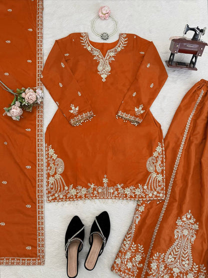 Heavy Natural Crepe Designer Sharara Suit Set with Thread & Sequence Work – Elegant Wedding & Festive Wear Sharara Outfit for Women