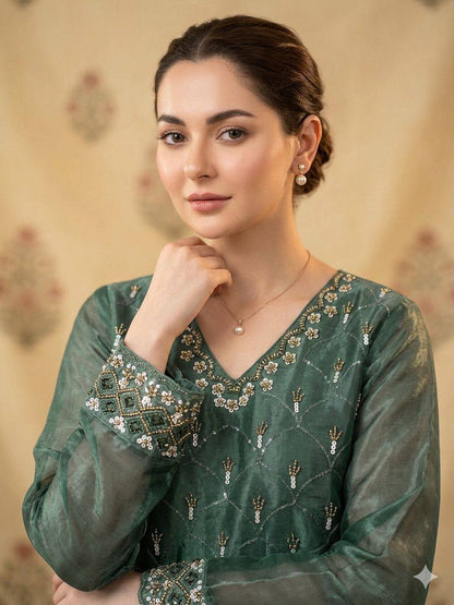 Designer Fendy Kurti Plazzo Dupatta Set with Sequence Embroidery