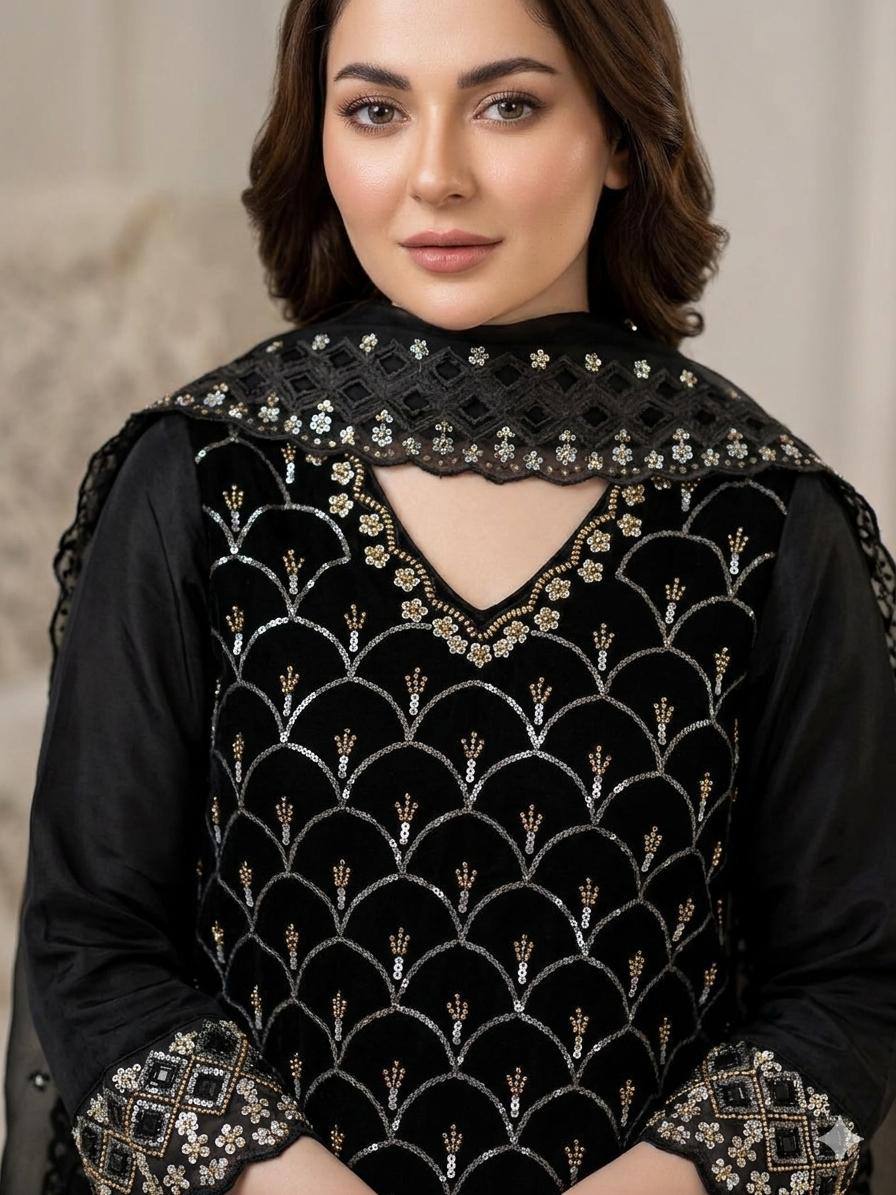 Designer Fendy Kurti Plazzo Dupatta Set with Sequence Embroidery