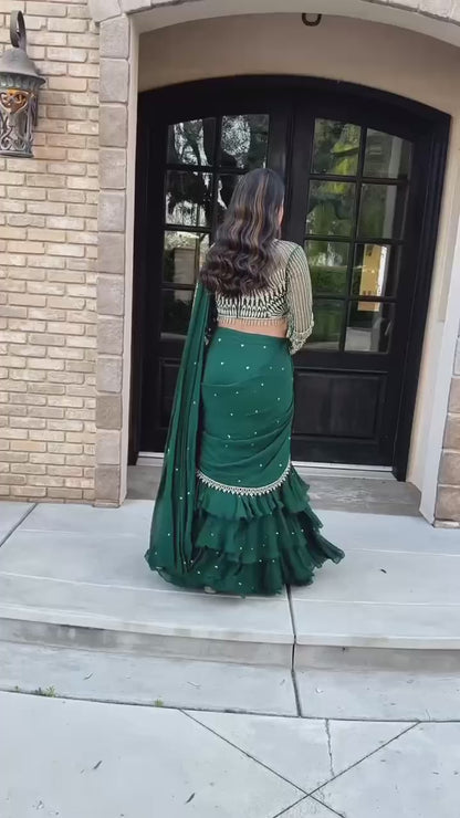 Ready to Wear Ruffle Lehenga Saree