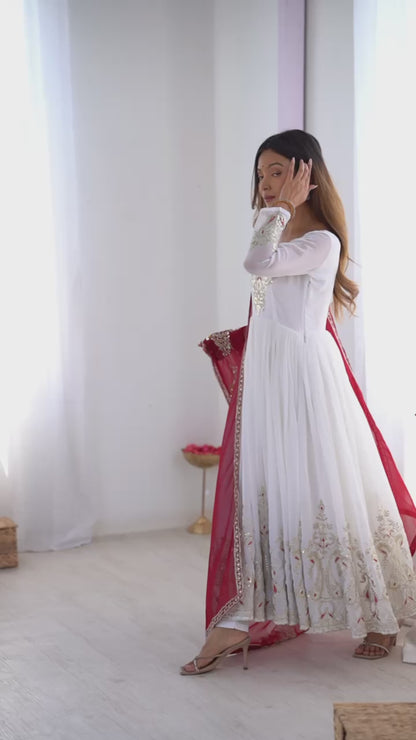 Heavy Designer Party Wear Gown with Dupatta – Multy Thread Embroidery & Sequence Work