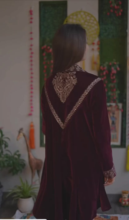 Designer Velvet Kurta Plazzo Set