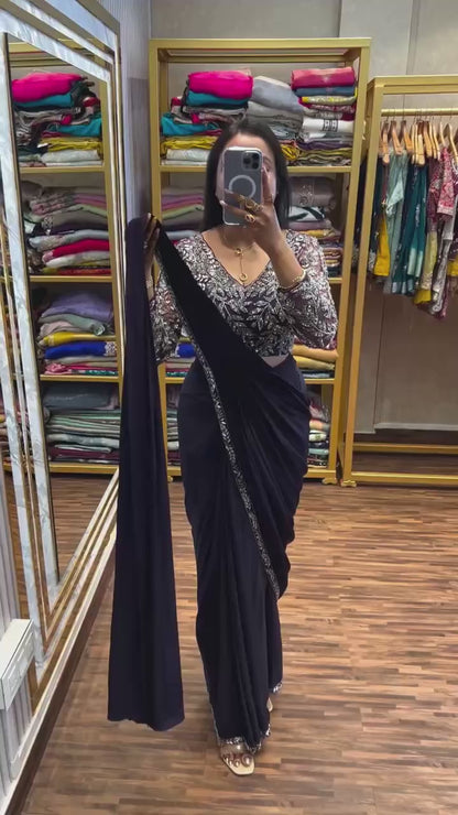 Designer Pre-Stitched Saree with Waist Belt
