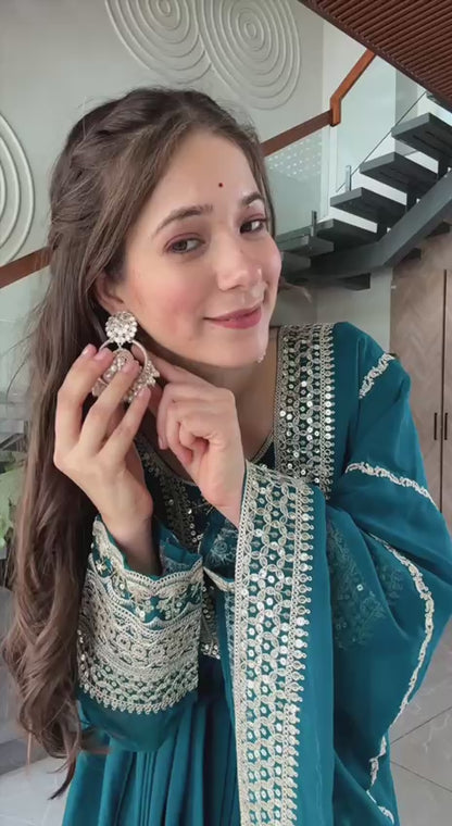 Fox Georgette Heavy Embroidered Gown with Dupatta