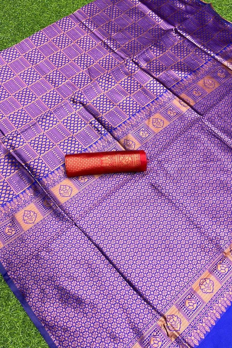 Purple Banarasi Soft Silk Saree