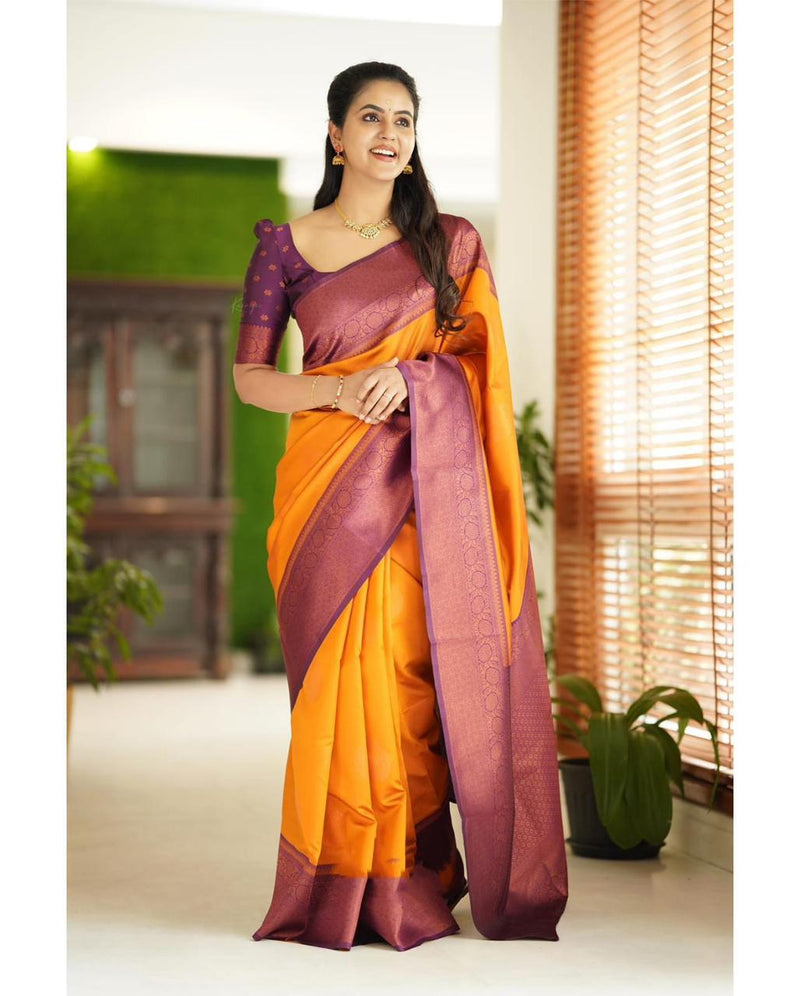 GOLD Zari Woven Kanjivaram Silk Saree