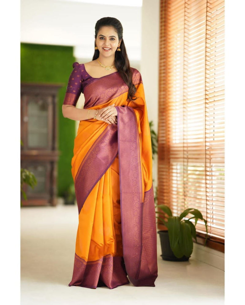 GOLD Zari Woven Kanjivaram Silk Saree