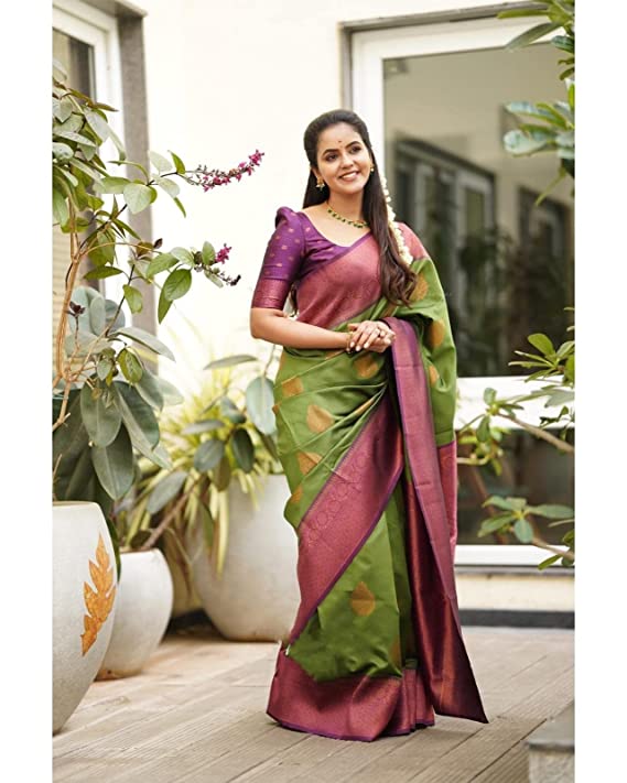 GREEN Zari Woven Kanjivaram Silk Saree