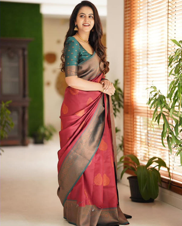 MAROON Zari Woven Kanjivaram Silk Saree