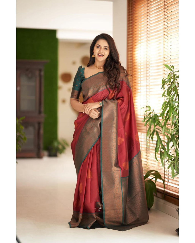 MAROON Zari Woven Kanjivaram Silk Saree