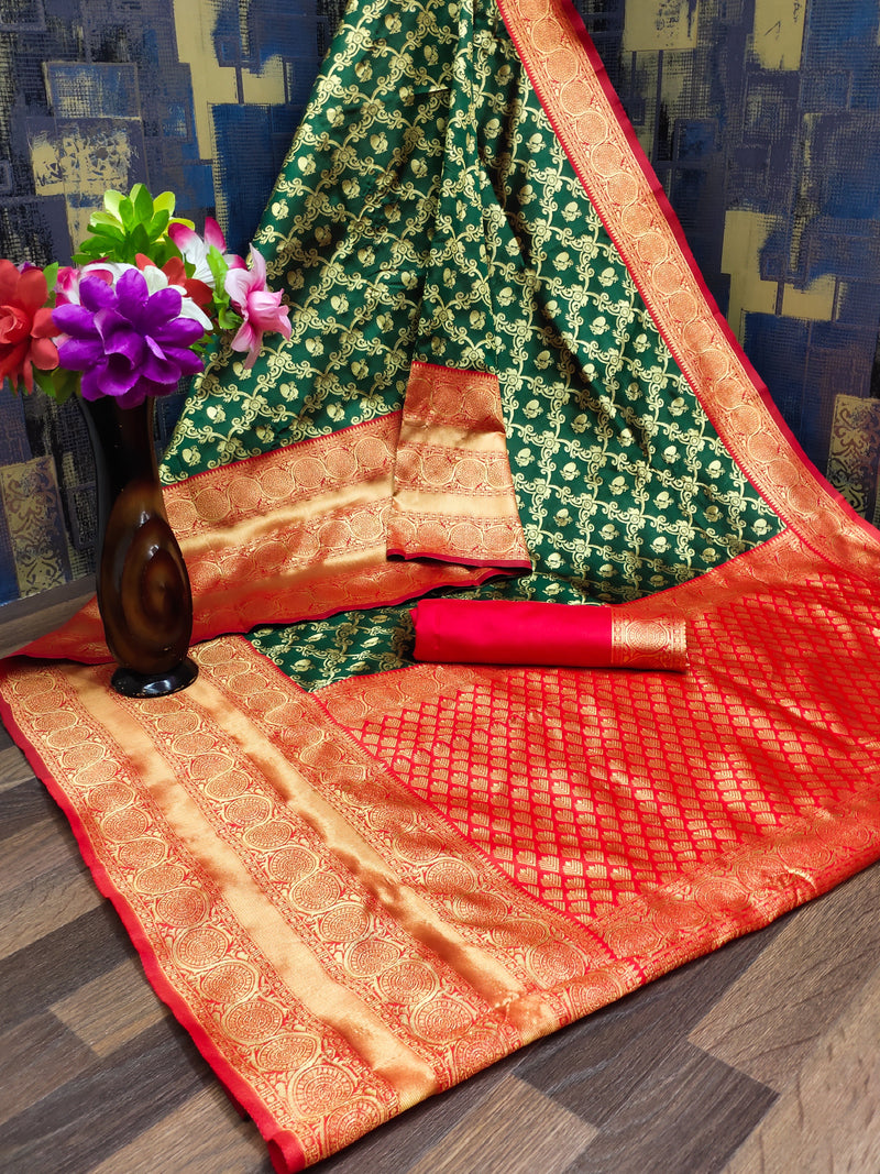 Green Color Zari Woven Kanjivaram Silk Saree