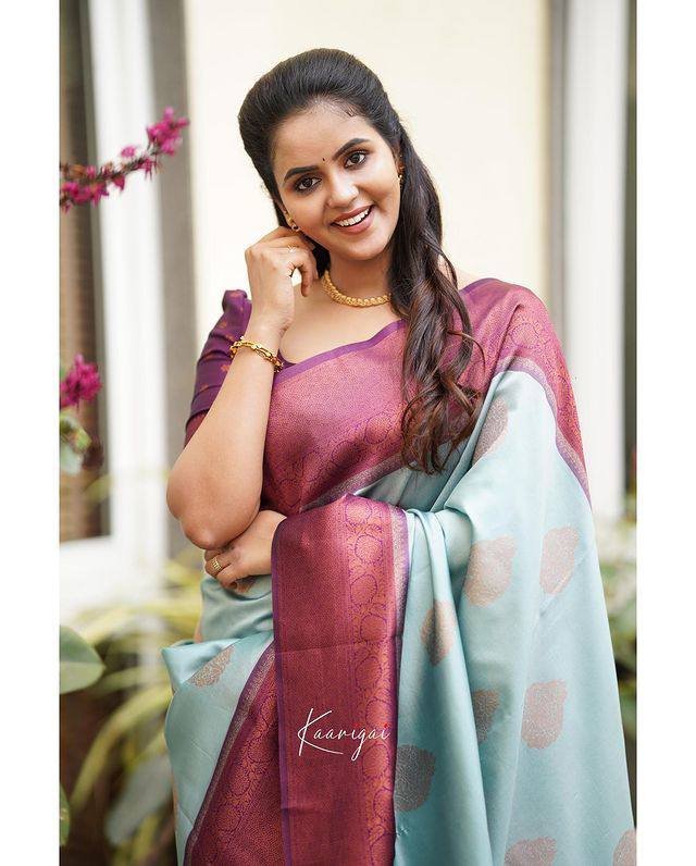 SKY BLUE Zari Woven Kanjivaram Silk Saree